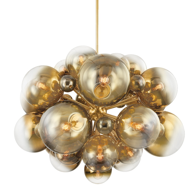 Kyoto 25 Light 53.5 inch Vintage Polished Brass Chandelier Ceiling Light