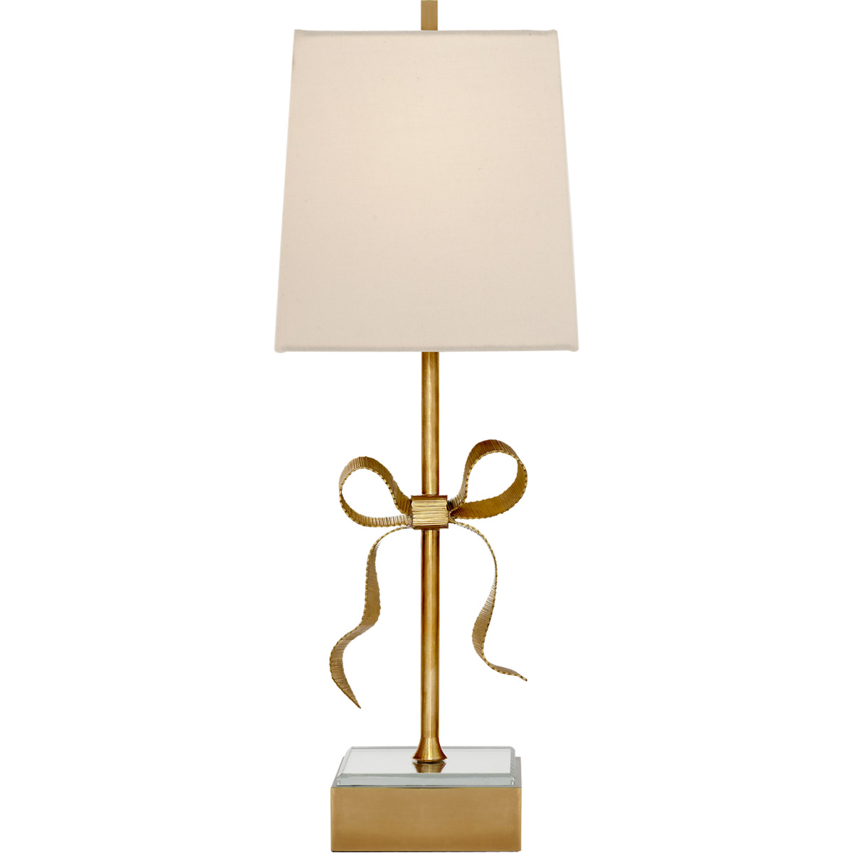 Visual Comfort Signature Collection Visual Comfort KS3111SB L kate spade new york Ellery 22.75 inch 60 watt Soft Brass Gros Grain Bow Table Lamp Portable Light in Cream Linen