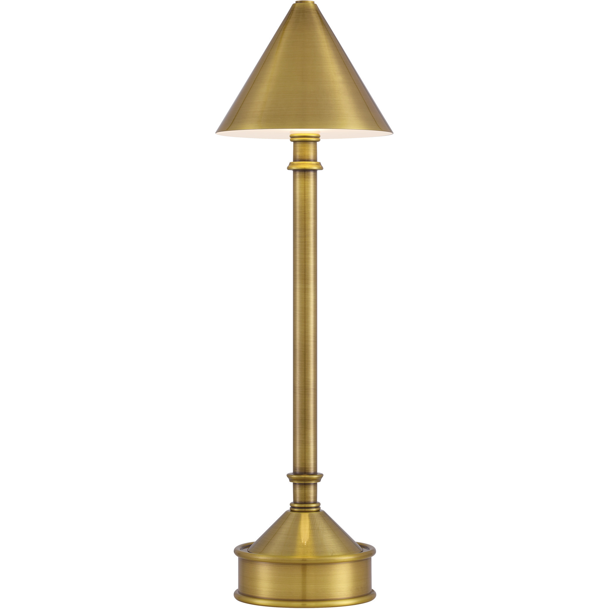 Traipse 18 inch 2 watt Polished Antique Brass Cordless Table Lamp Portable Light