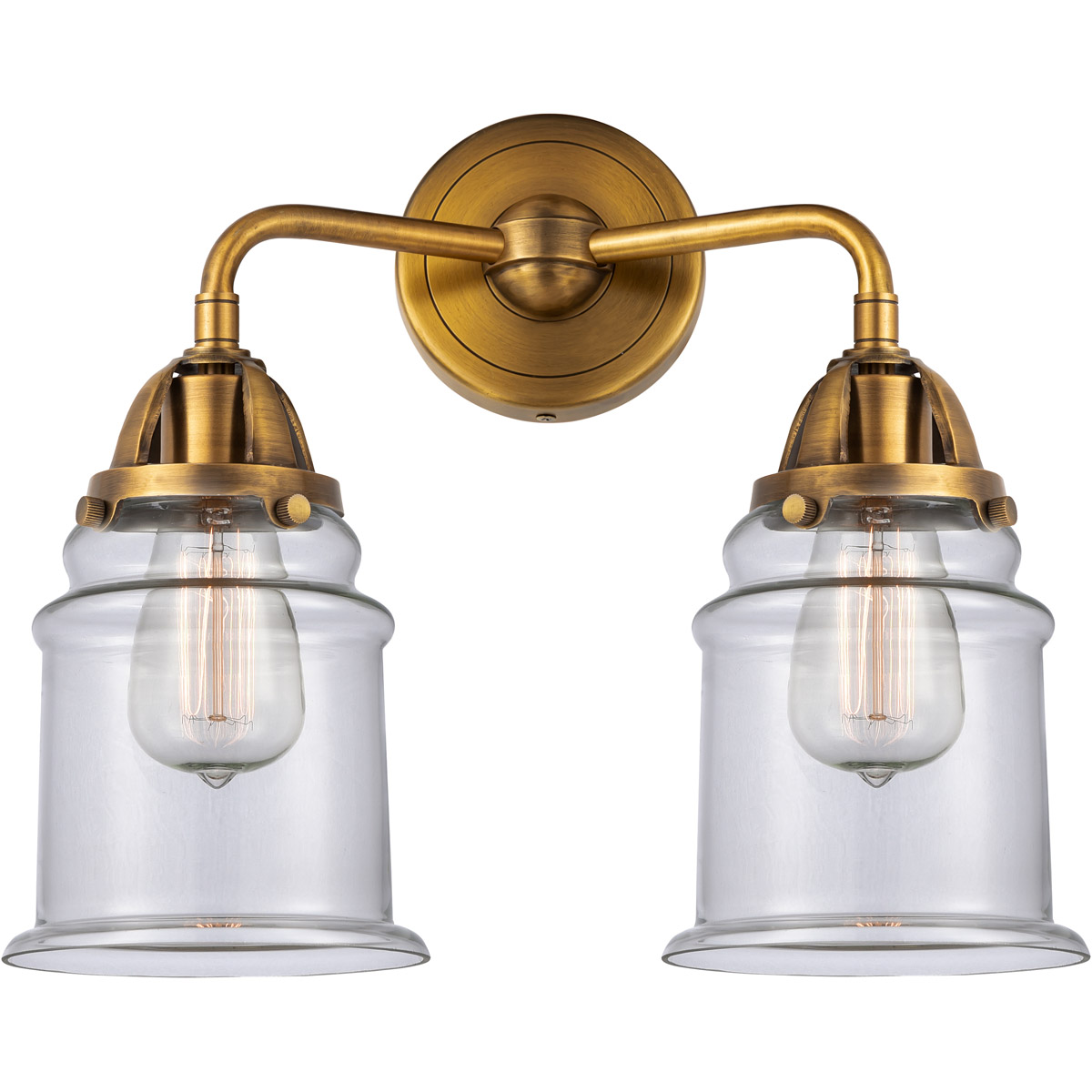 Nouveau 2 Canton LED 14 inch Brushed Brass Bath Vanity Light Wall Light in Clear Glass