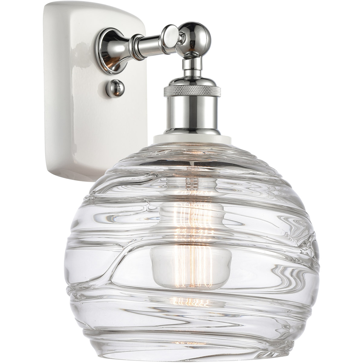 Ballston Deco Swirl LED 8 inch White and Polished Chrome Sconce Wall Light, Ballston