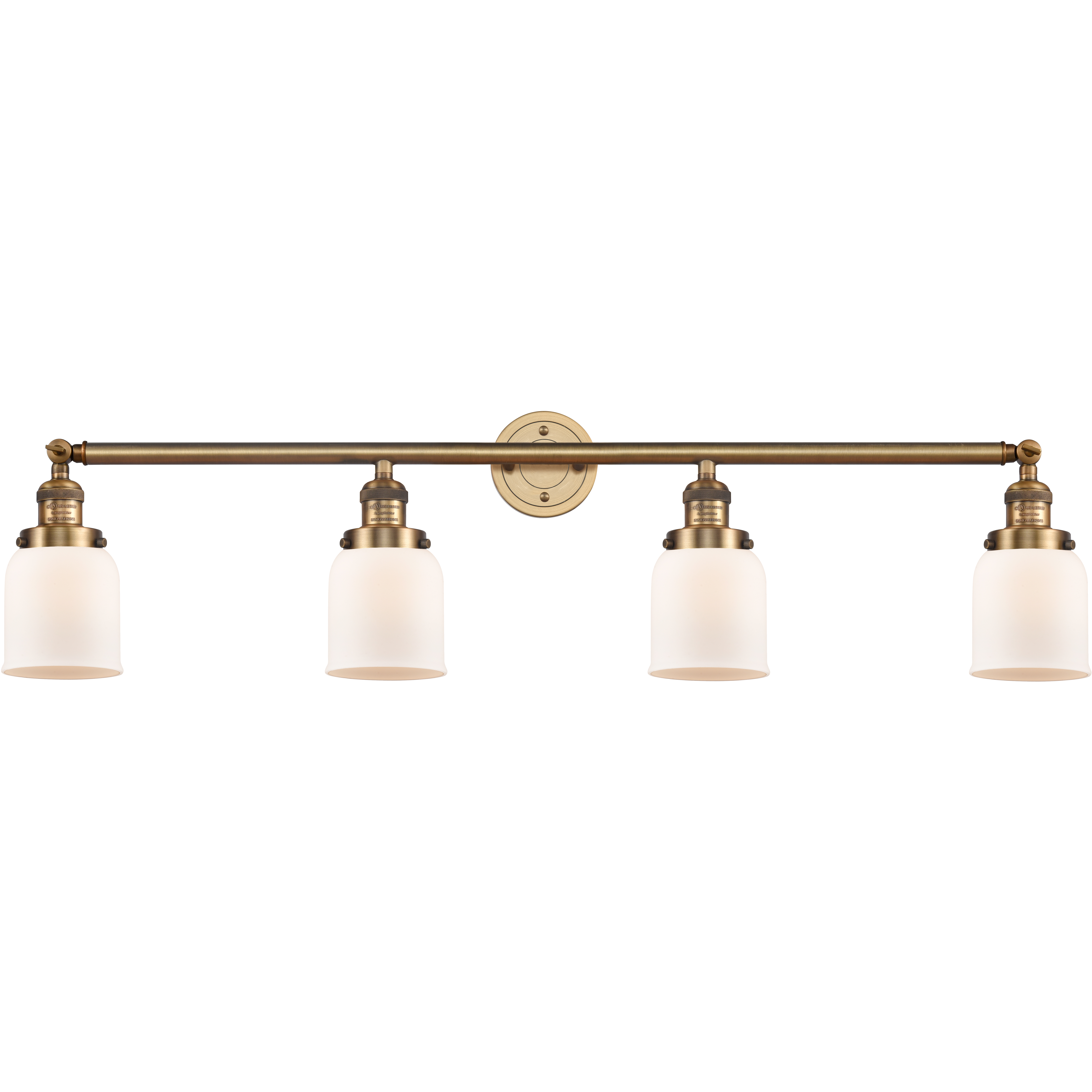 Franklin Restoration Small Bell LED 42 inch Brushed Brass Bath Vanity Light Wall Light in Matte White Glass, Franklin Restoration