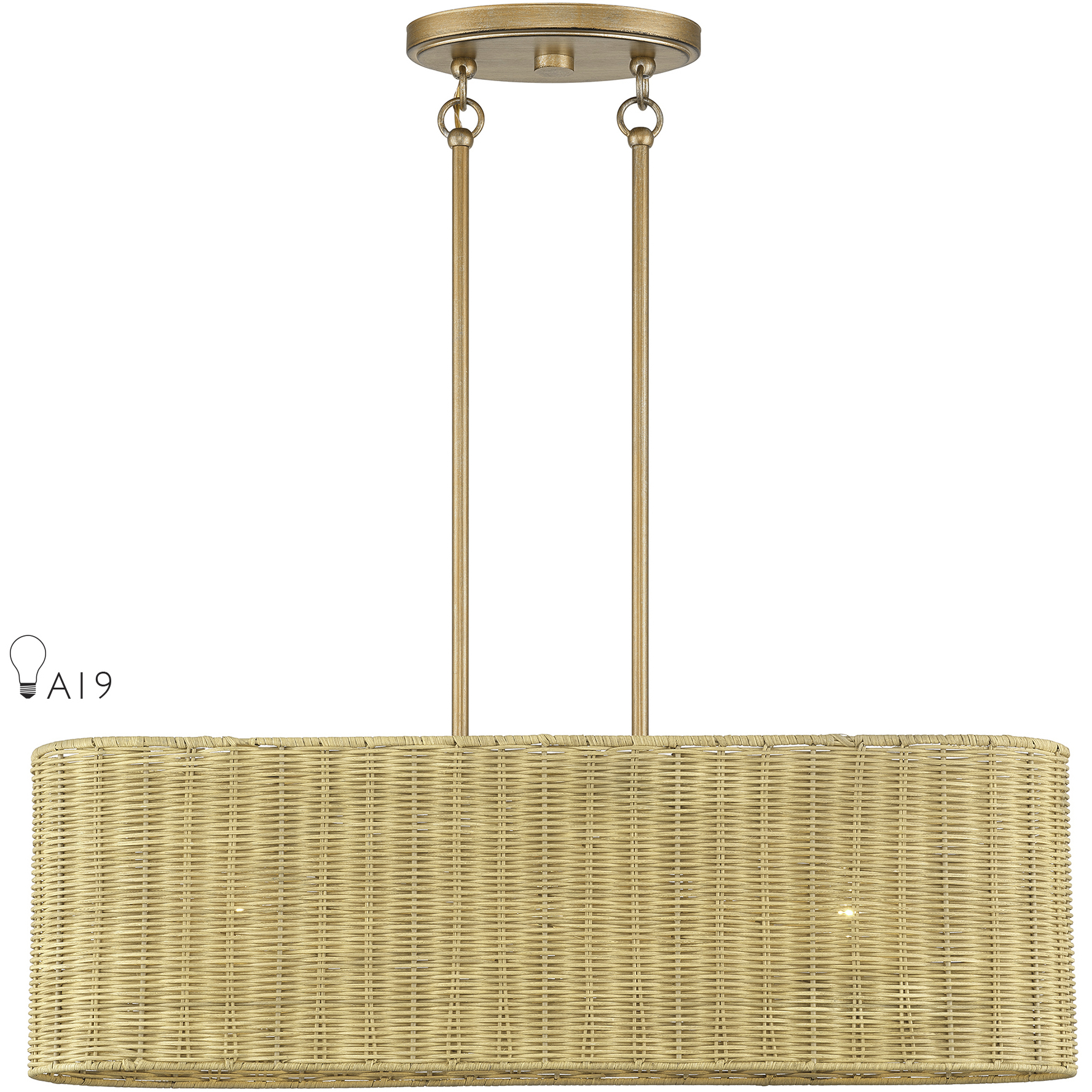 Weavington 3 Light 30 inch Antique Gold Leaf Linear Chandelier Ceiling Light, Medium