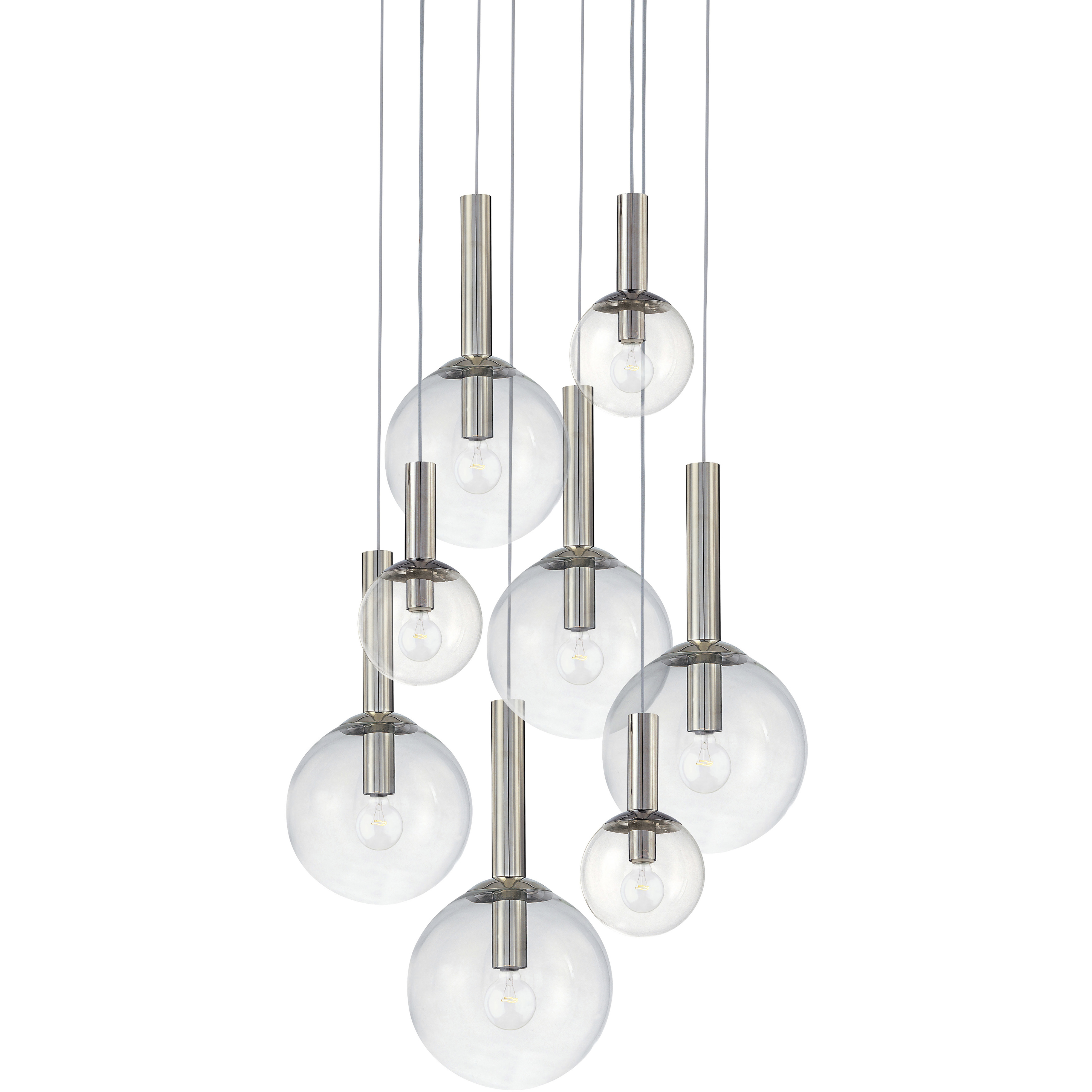 Bubbles 8 Light 23 inch Polished Nickel Pendant Ceiling Light