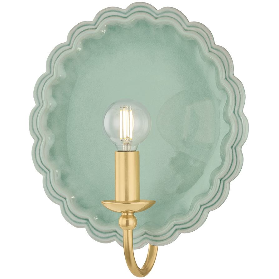 Paulette 1 Light 9.75 inch Aged Brass and Ceramic Moss Crackle Wall Sconce Wall Light