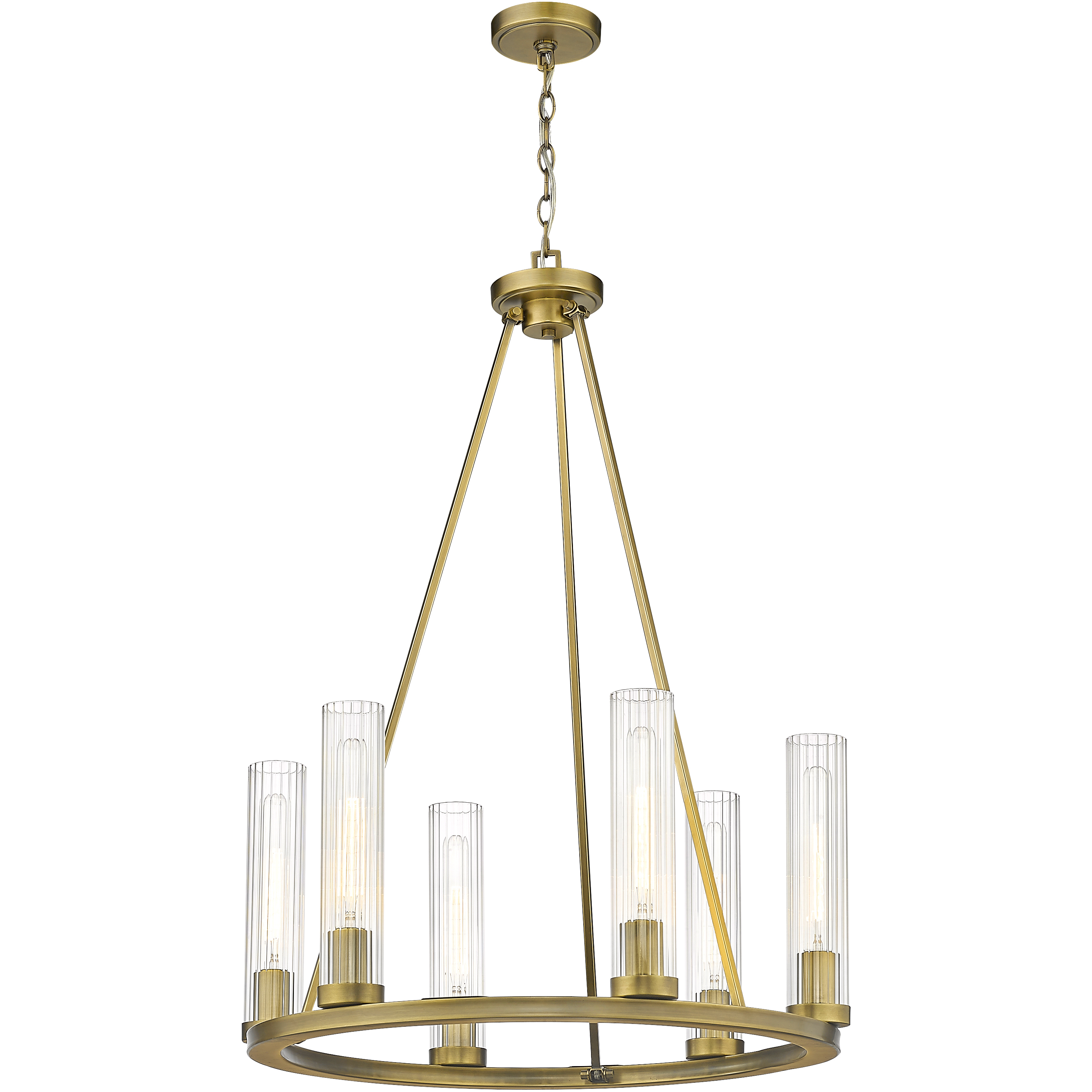 Beau 6 Light 26 inch Rubbed Brass Chandelier Ceiling Light