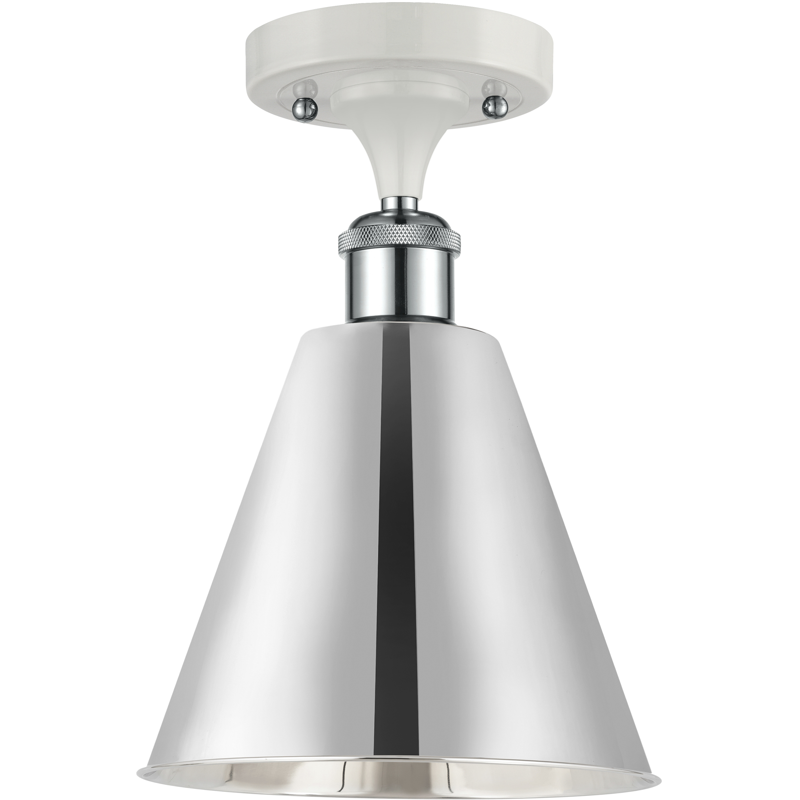 Ballston Cone 1 Light 8 inch White and Polished Chrome Semi-Flush Mount Ceiling Light