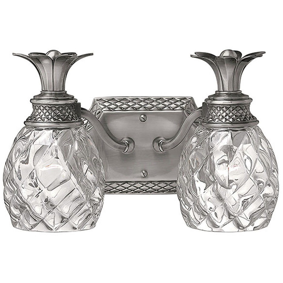 Plantation 2 Light 13 inch Polished Antique Nickel Vanity Light Wall Light