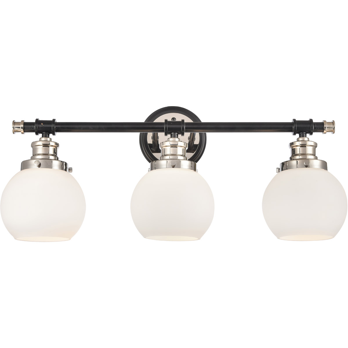 Saybrook LED 24.25 inch Black Polished Nickel Bath Vanity Light Wall Light in Matte White Glass