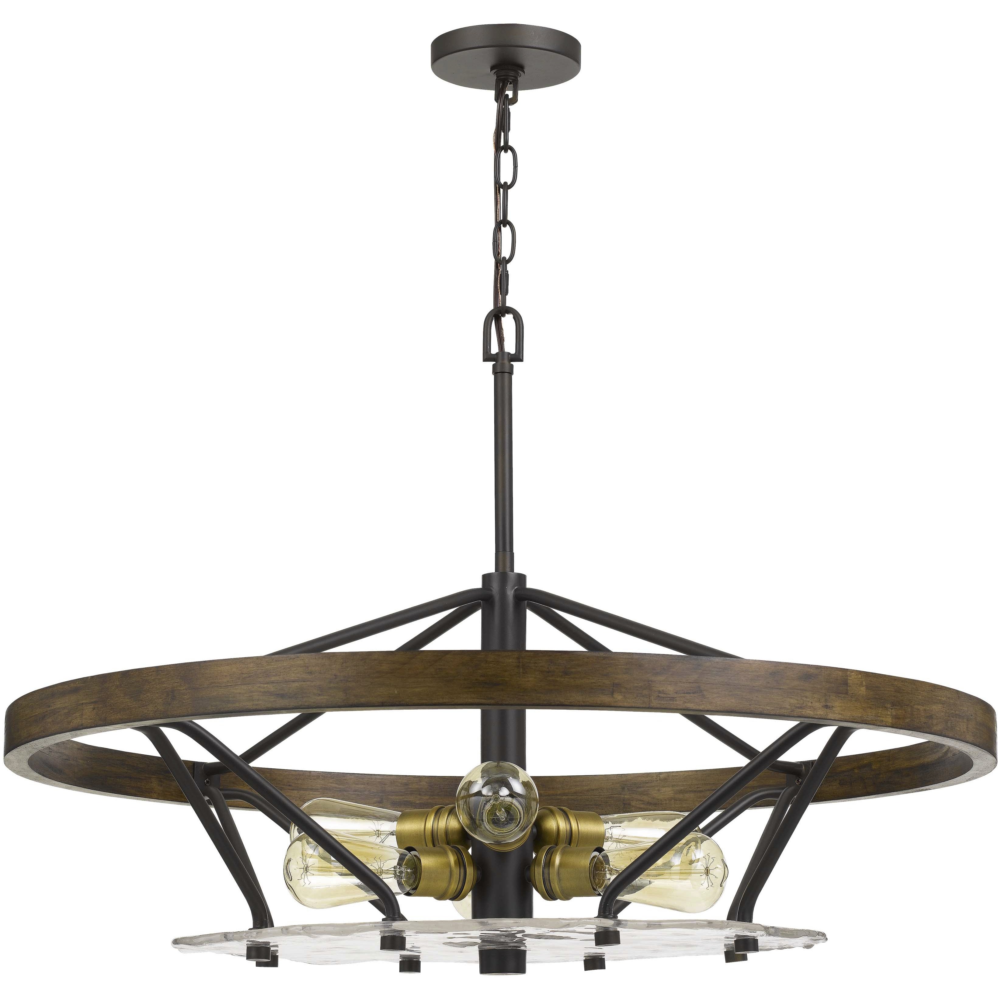 Sherrill 6 Light 32 inch Bronze with Wood Chandelier Ceiling Light
