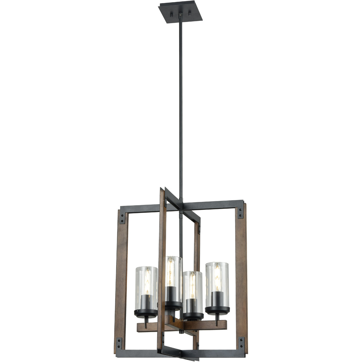 Okanagan 4 Light 18 inch Buffed Nickel and Barnwood Foyer Ceiling Light