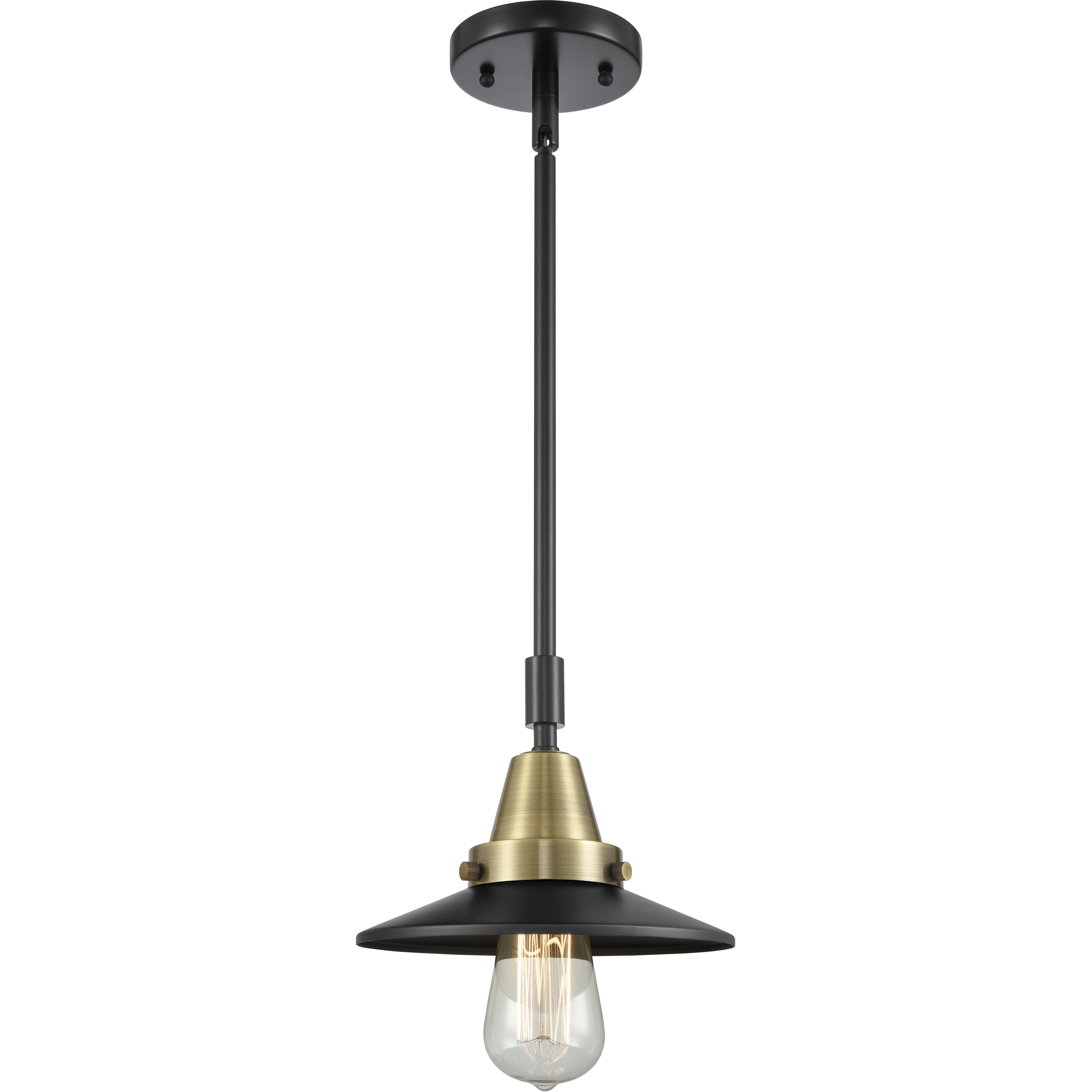 Franklin Restoration Railroad 1 Light 8 inch Black Antique Brass Mini Pendant Ceiling Light