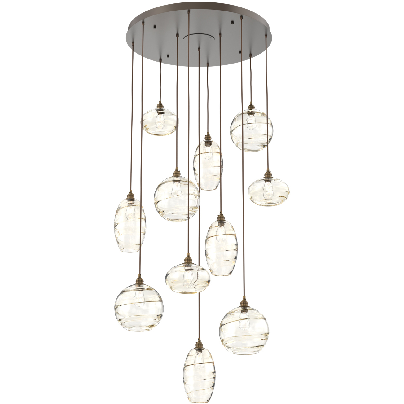Misto 11 Light 36.6 inch Flat Bronze Chandelier Ceiling Light, Round Multi-Port