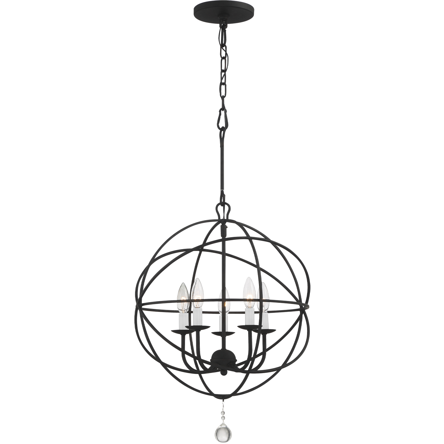 Solaris 5 Light 17 inch Black Mini Chandelier Ceiling Light