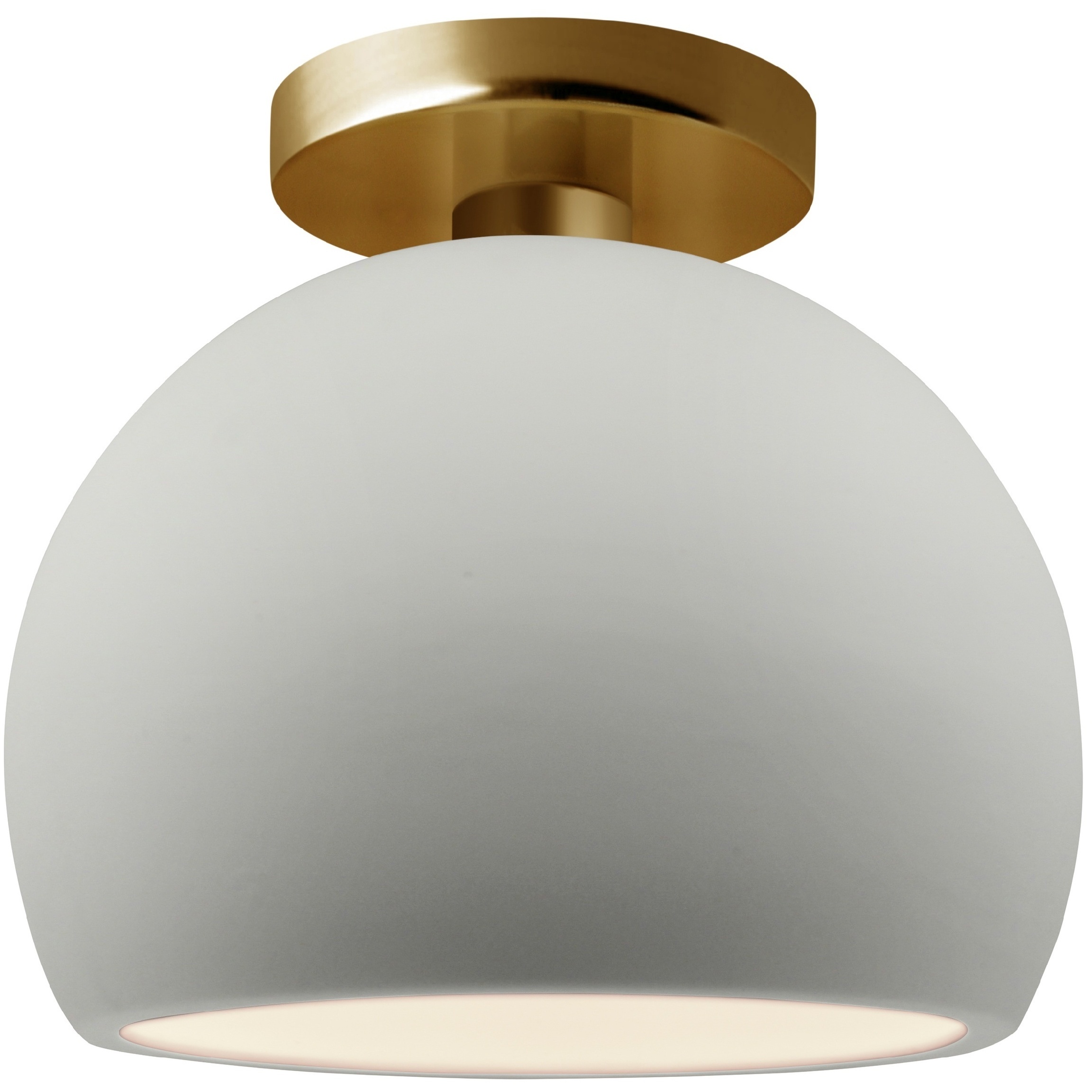 Radiance LED 7 inch Matte White and Brushed Brass Semi Flush Ceiling Light