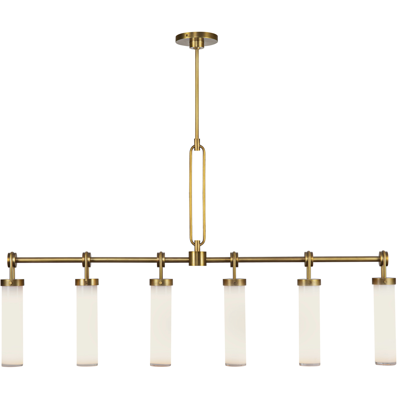 Wynwood 6 Light 52.38 inch Vintage Brass/Glossy Opal Linear Pendant Ceiling Light