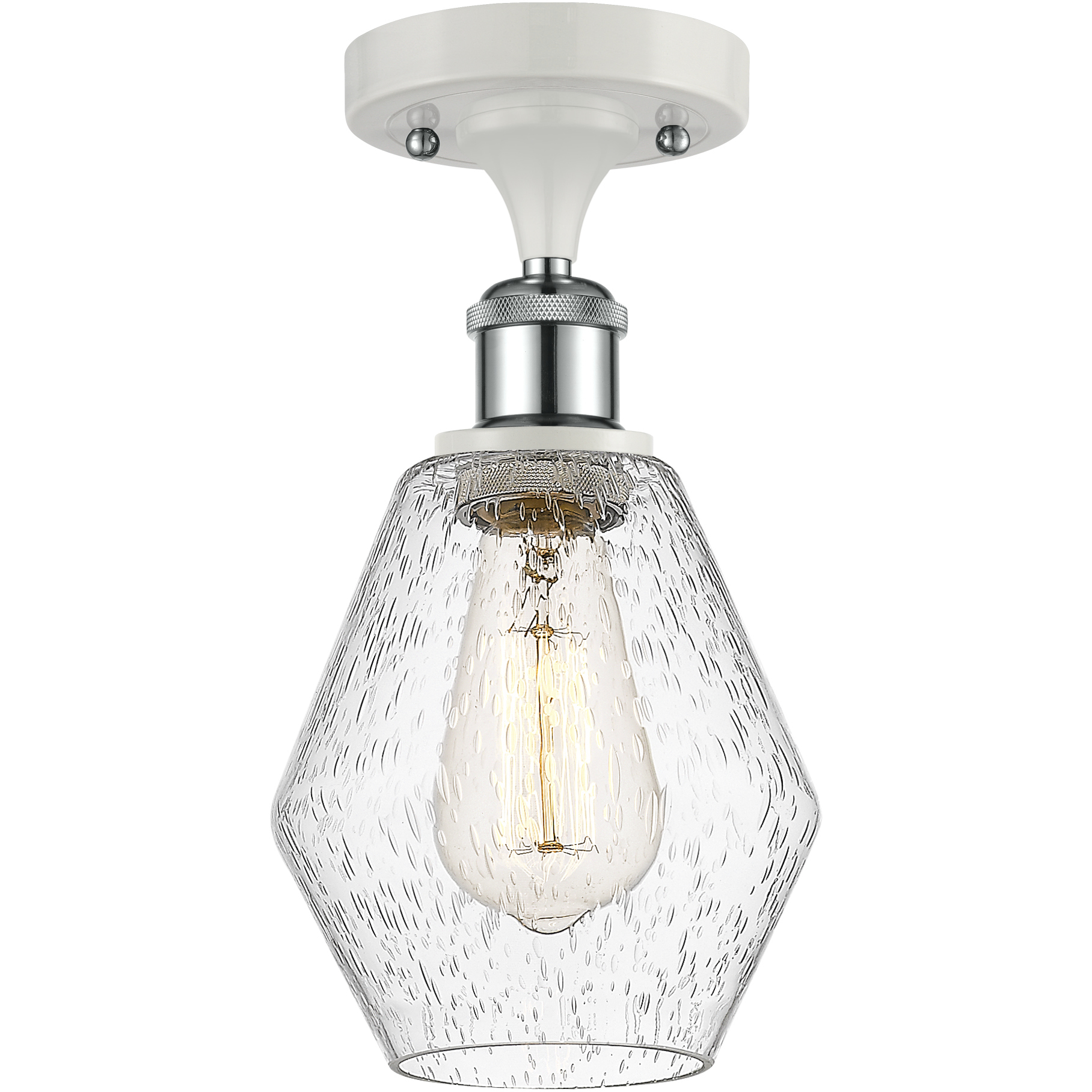 Ballston Cindyrella LED 6 inch White and Polished Chrome Semi-Flush Mount Ceiling Light in Seedy Glass