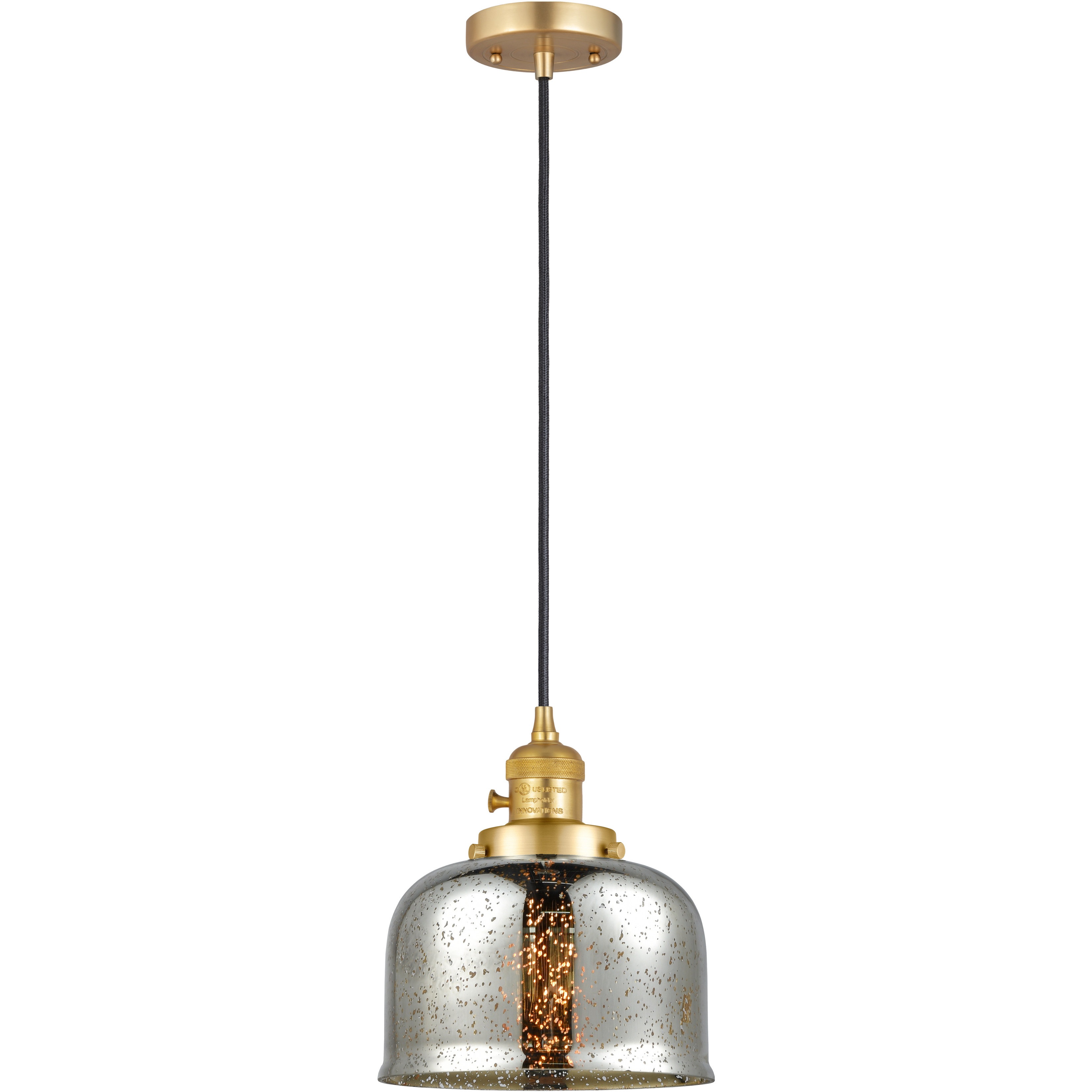 Franklin Restoration Bell 1 Light 8 inch Satin Gold Mini Pendant Ceiling Light in Incandescent, Silver Plated Mercury