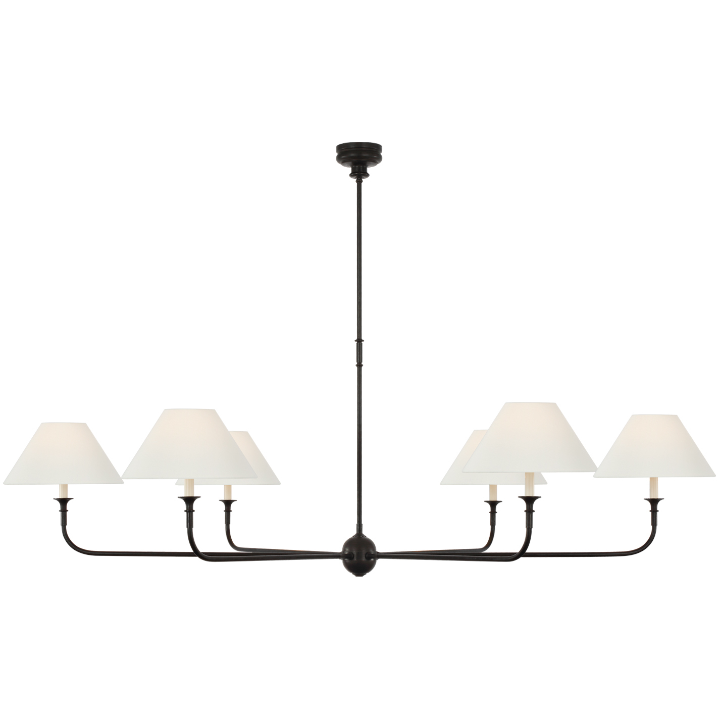 Thomas O'Brien Piaf LED 72 inch Aged Iron and Ebonized Oak Chandelier Ceiling Light, Oversized