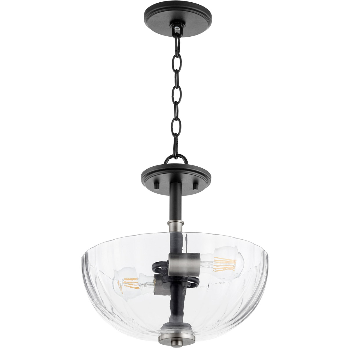 Monarch 2 Light 13 inch Noir and Satin Nickel Dual Mount Pendant Ceiling Light