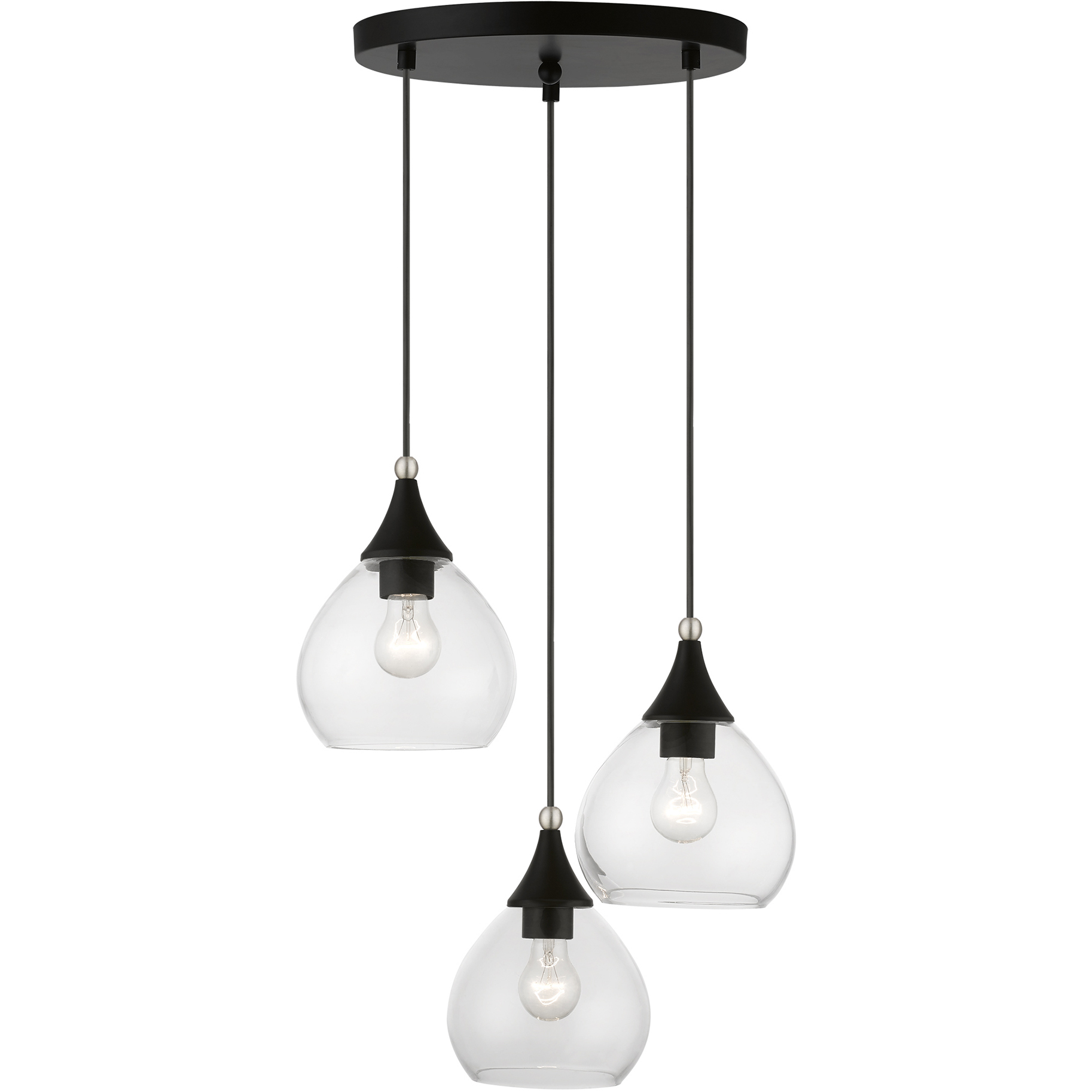 Catania 3 Light 17.75 inch Black with Brushed Nickel Accents Multi Pendant Ceiling Light