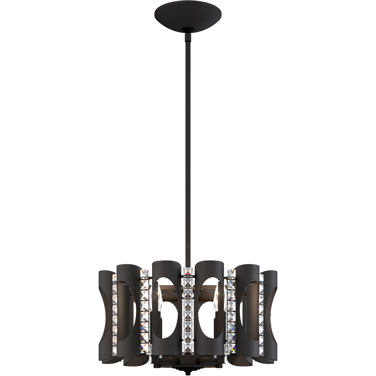 Twilight 4 Light Black Pendant Ceiling Light, Adjustable Height