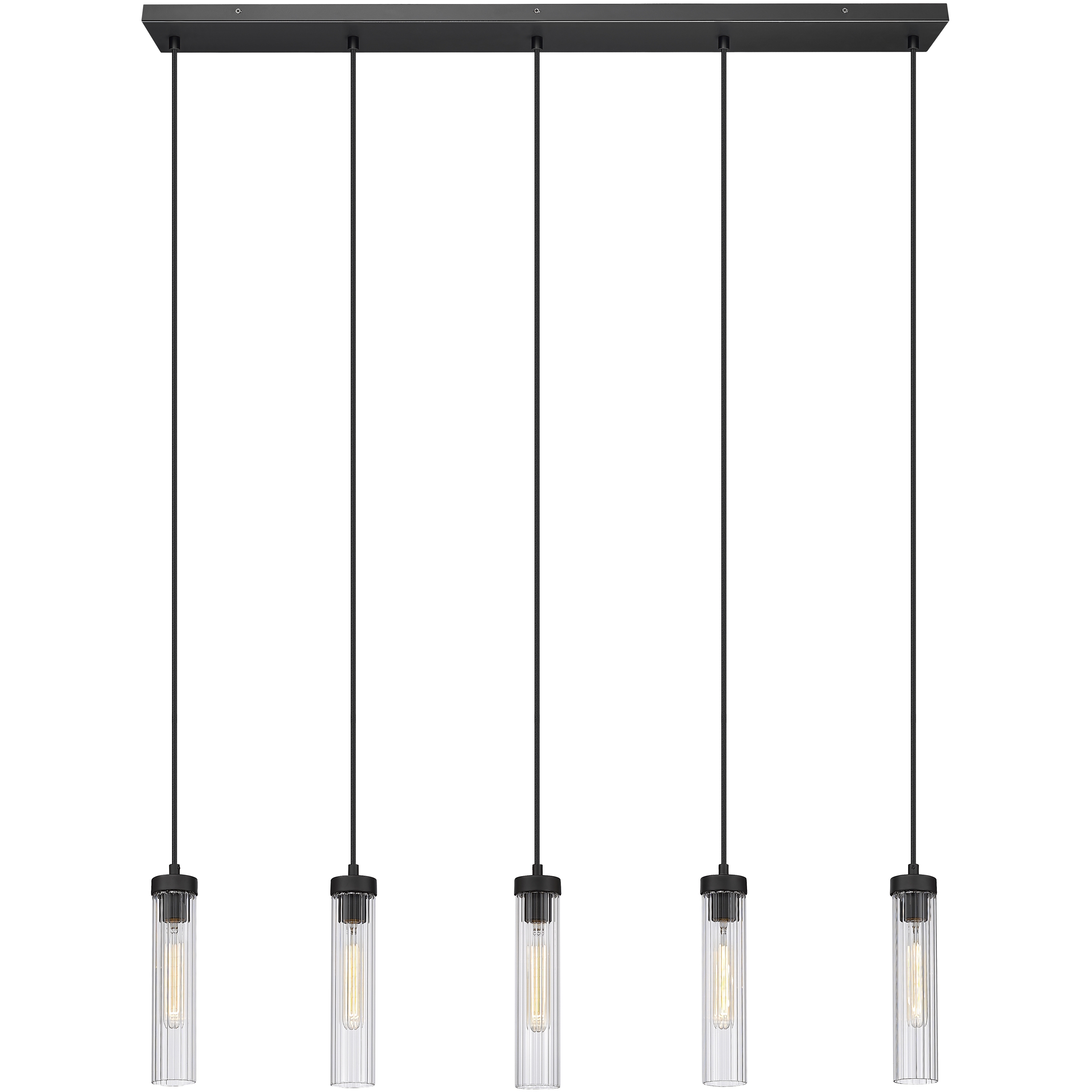 Beau 5 Light 42 inch Matte Black Linear Chandelier Ceiling Light