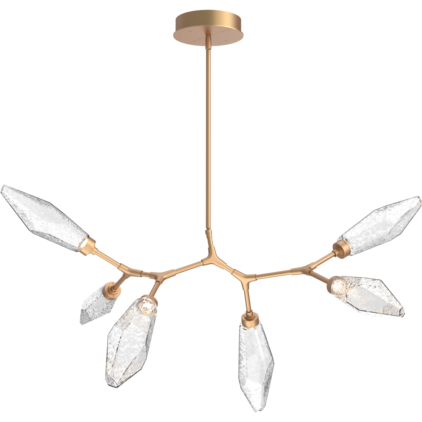 Rock Crystal LED 43.6 inch Novel Brass Linear Pendant Ceiling Light in Chilled Clear, 2700K LED, Modern Branch