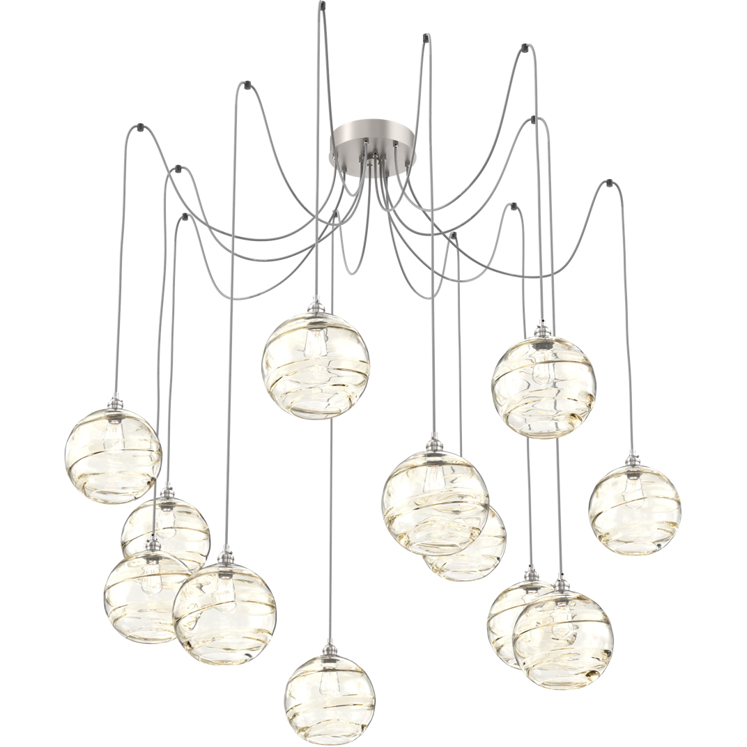 Terra 12 Light 18 inch Metallic Beige Silver Swag Multi-Pendant Ceiling Light in Amber Optic
