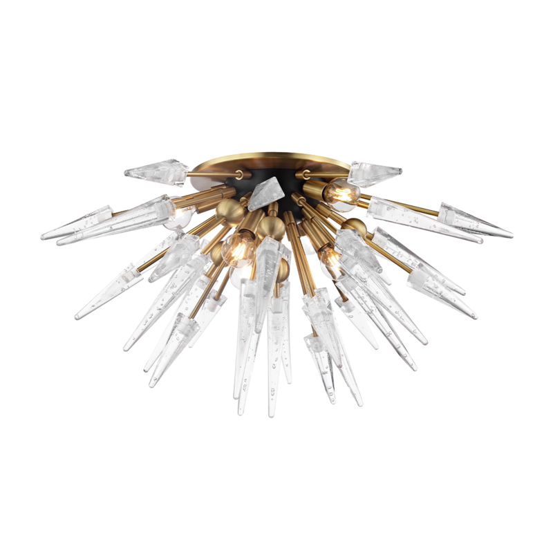 Sparta 6 Light 28 inch Aged Brass Semi Flush Ceiling Light