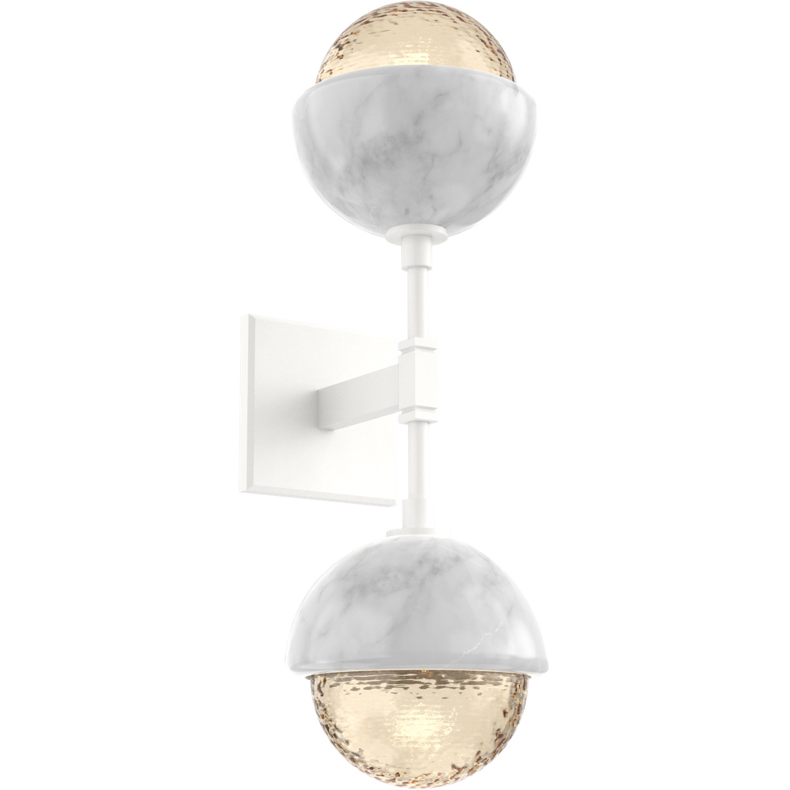 Cabochon Double Sconce Wall Light in 3000K LED, Amber, Salt White with White Marble