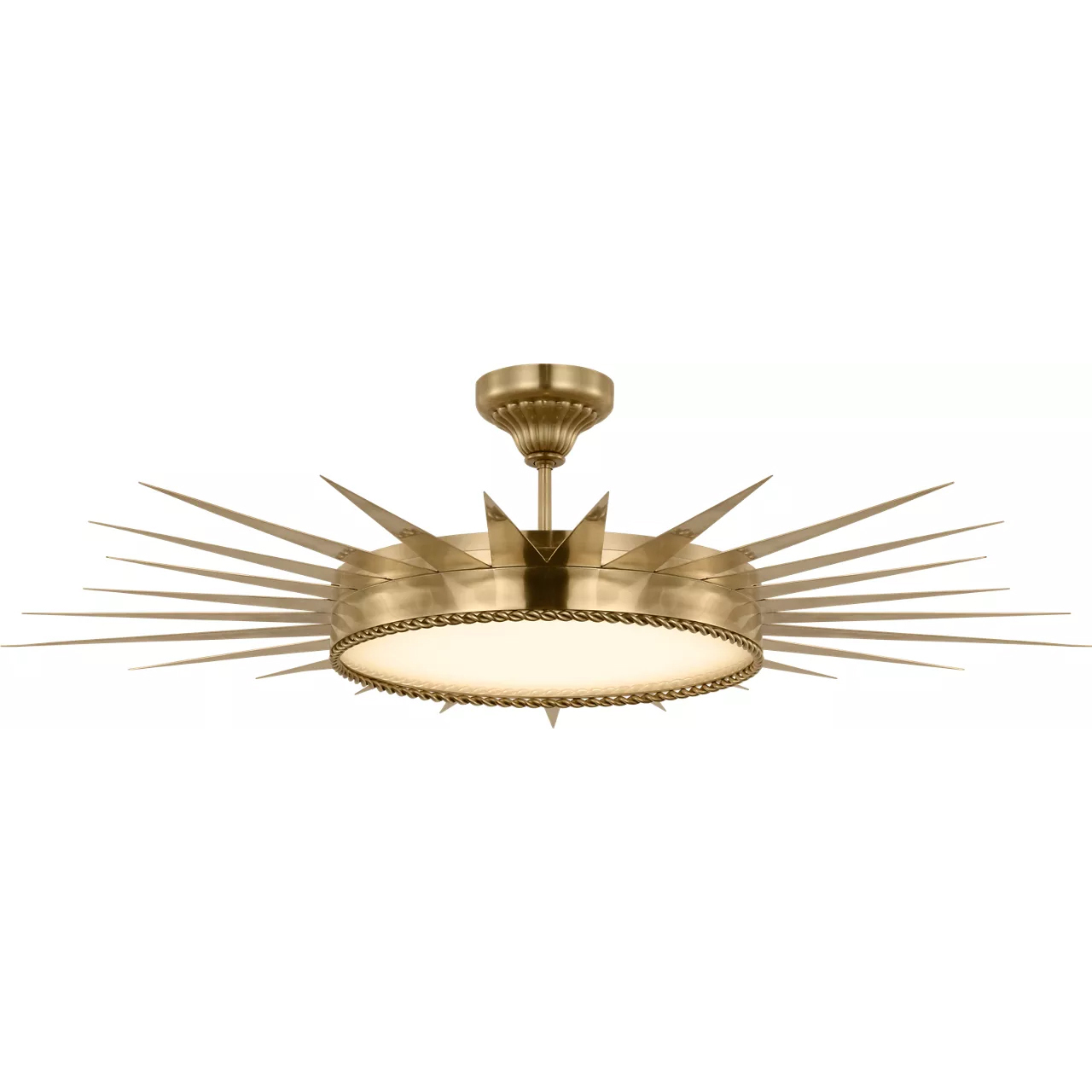 Suzanne Kasler Soleil LED 44.5 inch Hand-Rubbed Antique Brass Semi-Flush Mount Ceiling Light