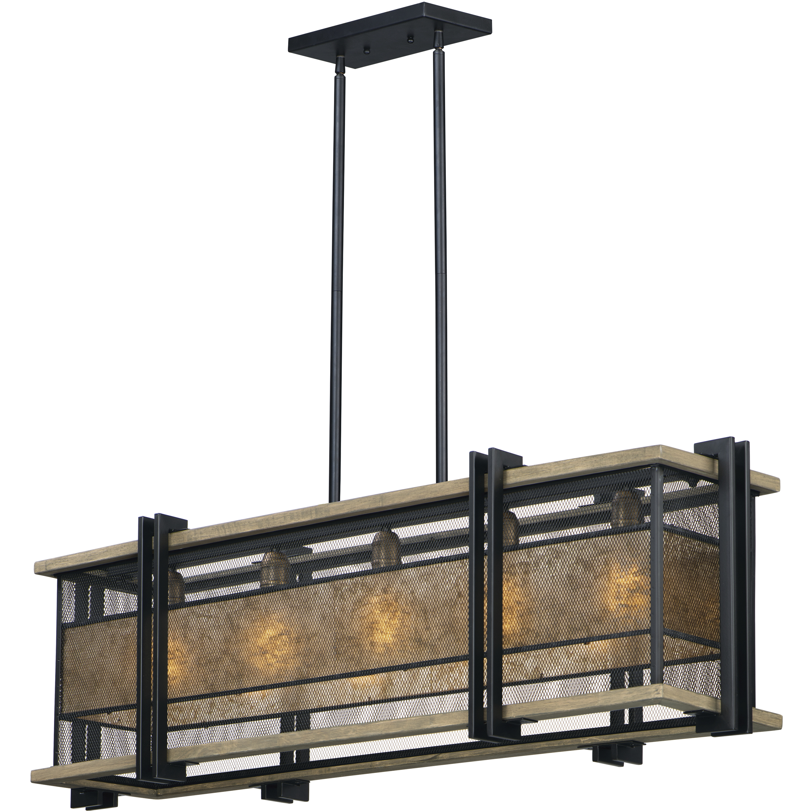 Boundry 5 Light 45.25 inch Black and Barn Wood and Antique Brass Linear Pendant Ceiling Light