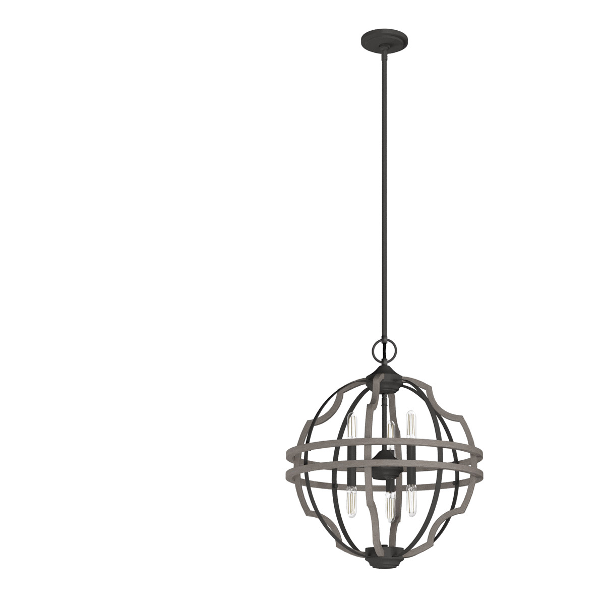 Stone Creek 6 Light 19.25 inch Noble Bronze and White Washed Oak Pendant Ceiling Light