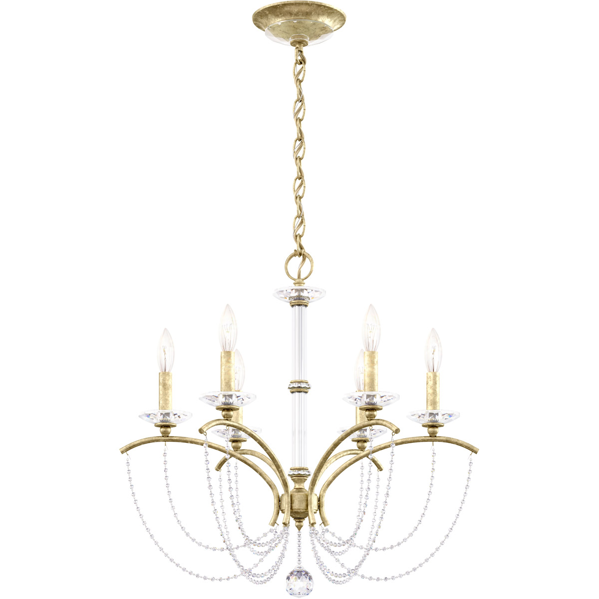 Priscilla 6 Light Heirloom Silver Chandelier Ceiling Light in Optic, Adjustable Height