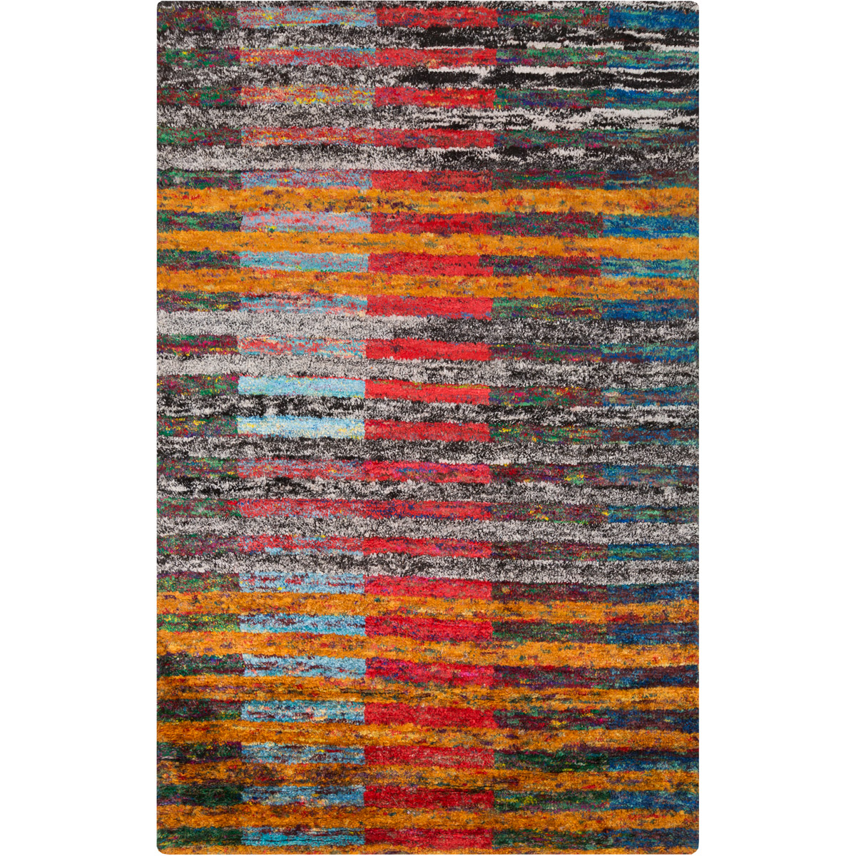 Chocho 36 X 24 inch Black and Red Area Rug, Cotton