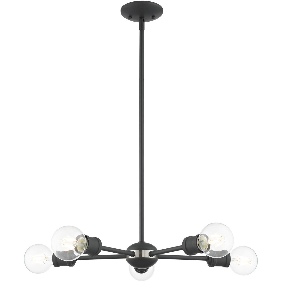 Lansdale 5 Light 19 inch Scandinavian Gray with Brushed Nickel Accents Chandelier Ceiling Light