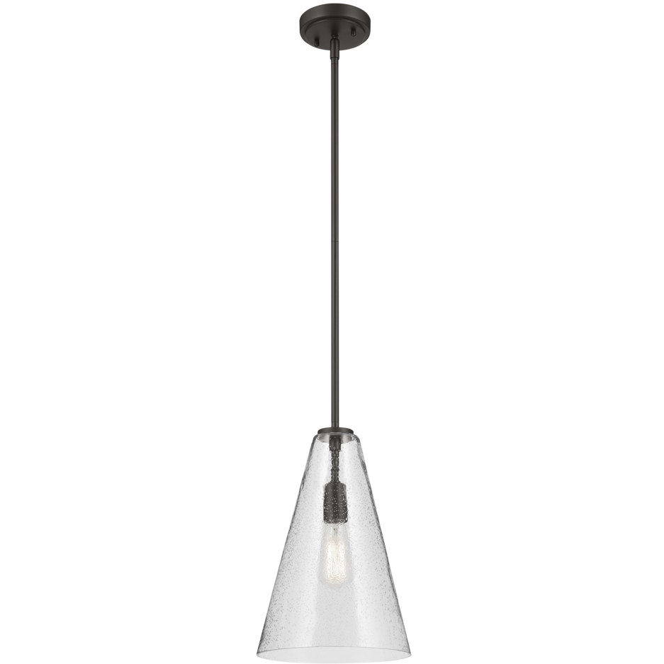 Everly 1 Light Olde Bronze Pendant Ceiling Light in Clear Seeded