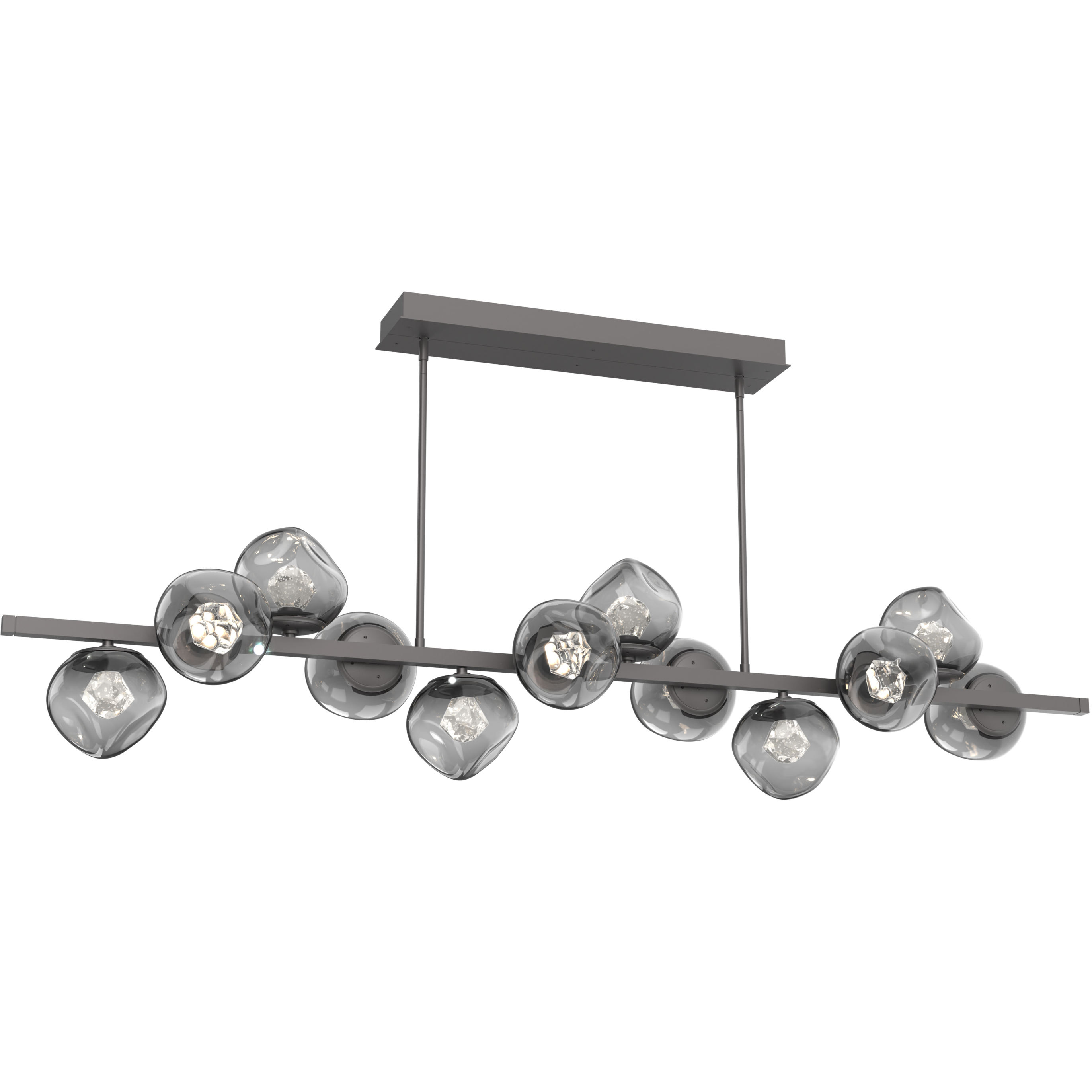 Luna LED 72 inch Graphite Chandelier Ceiling Light in 3000K LED, Zircon Inner - Smoke Outer, Twisted Branch