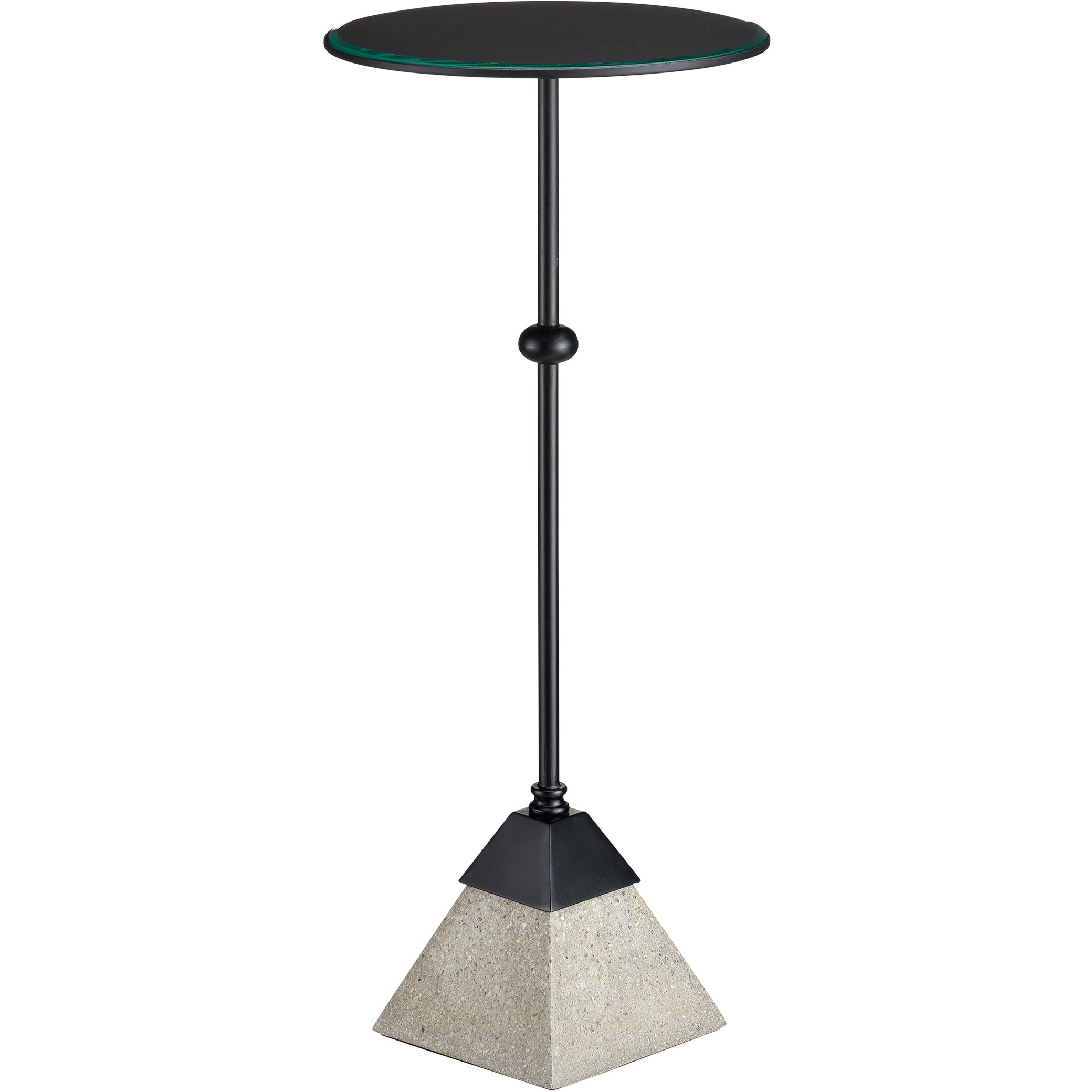 Parna 10.25 inch Satin Black and Polished Concrete and Clear Accent Table