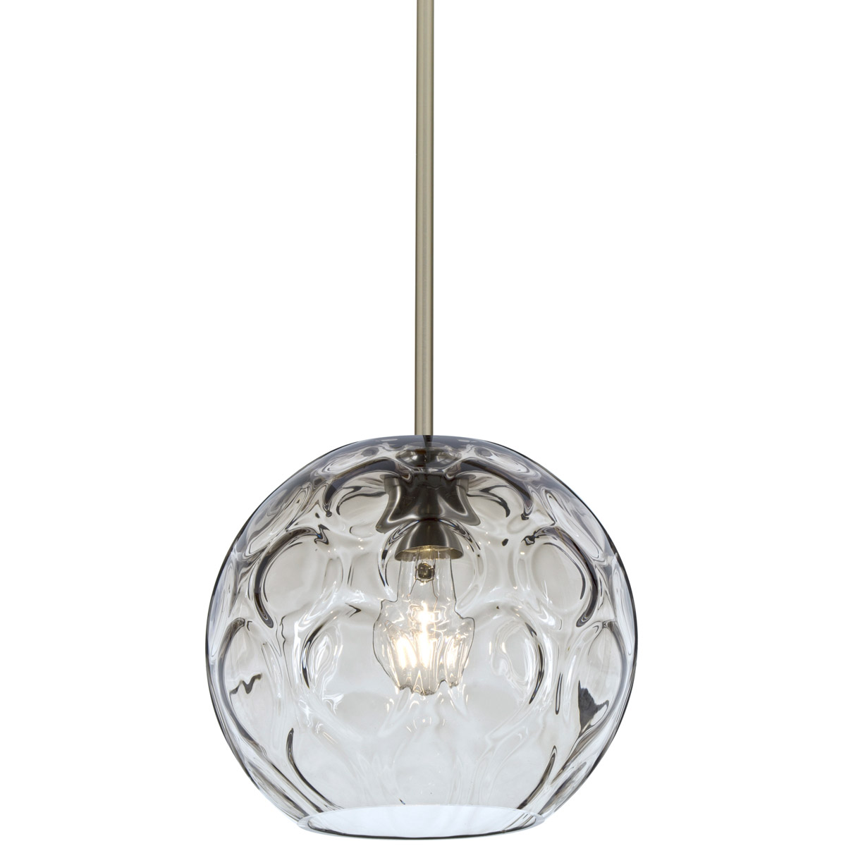 Bombay 1 Light Satin Nickel Stem Pendant Ceiling Light in Clear Glass