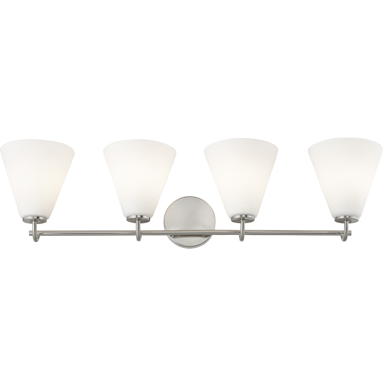 Fusion Collection - Pavia Family 4 Light 33.75 inch Brushed Nickel and Opal Bath Bar Wall Light, EVOLV