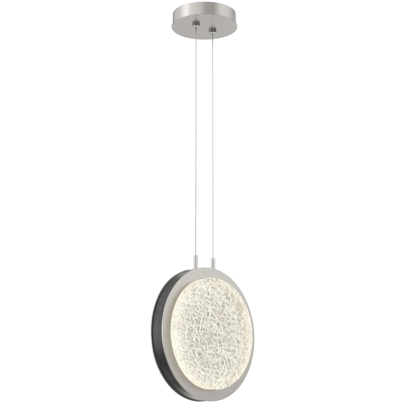 Iris LED 12 inch Metallic Beige Silver with Dark Oak Single Pendant Ceiling Light