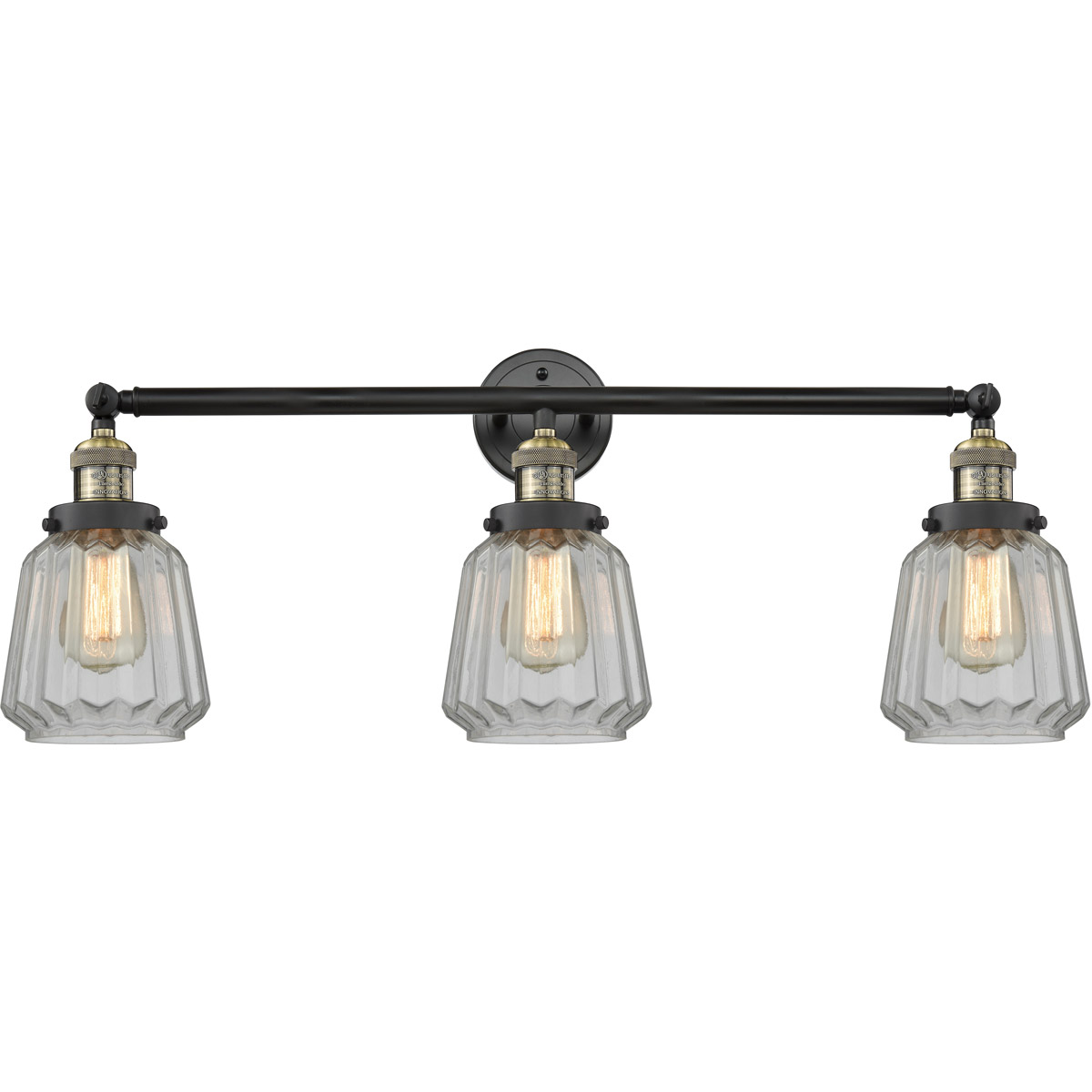 Franklin Restoration Chatham LED 30 inch Black Antique Brass Bath Vanity Light Wall Light in Clear Glass, Franklin Restoration