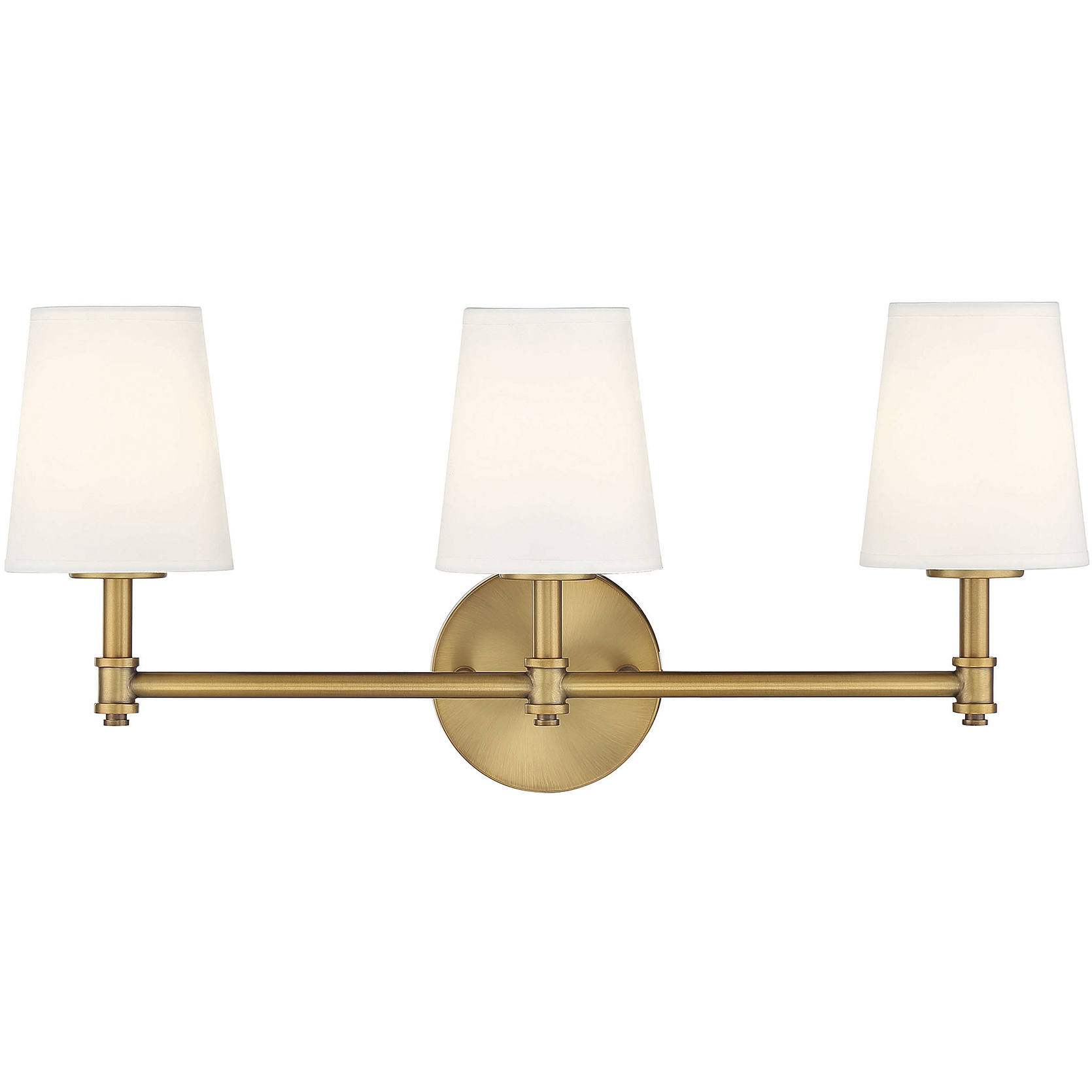Traditional 3 Light 24 inch Natural Brass Bathroom Vanity Light Wall Light