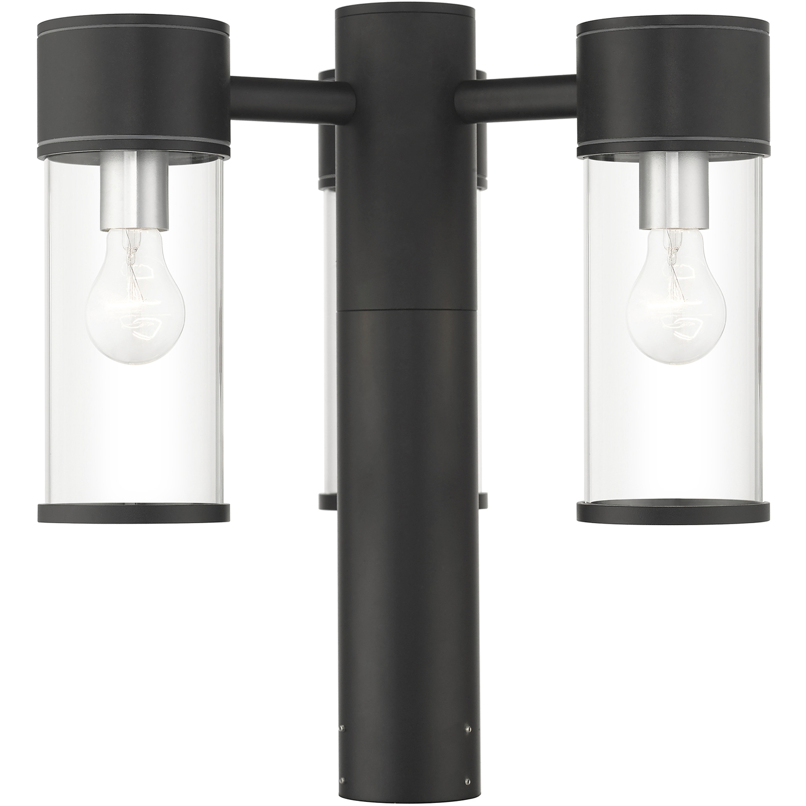 Atlantic 3 Light 18 inch Textured Black with Antique Silver Finish Accents Outdoor Extra Large Post Top Lantern