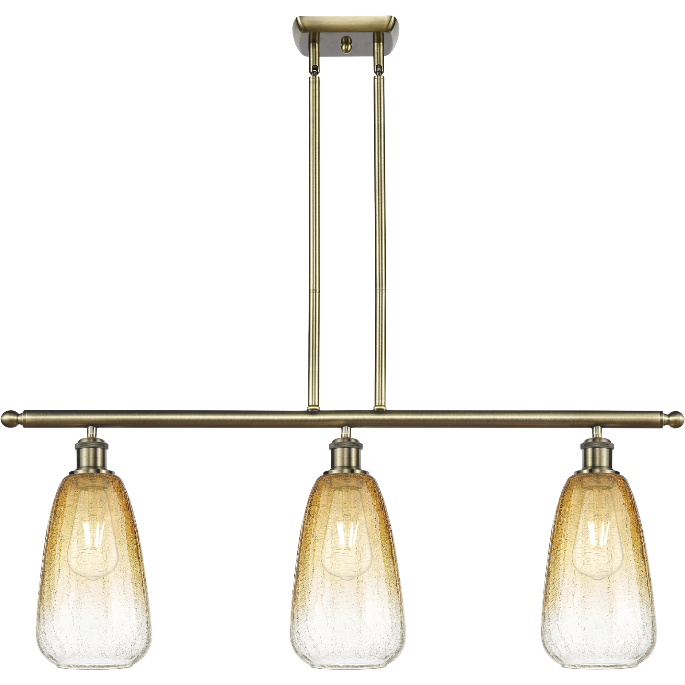 Ballston Brookhaven Almond Island Light Ceiling Light in Antique Brass, Amber Glass