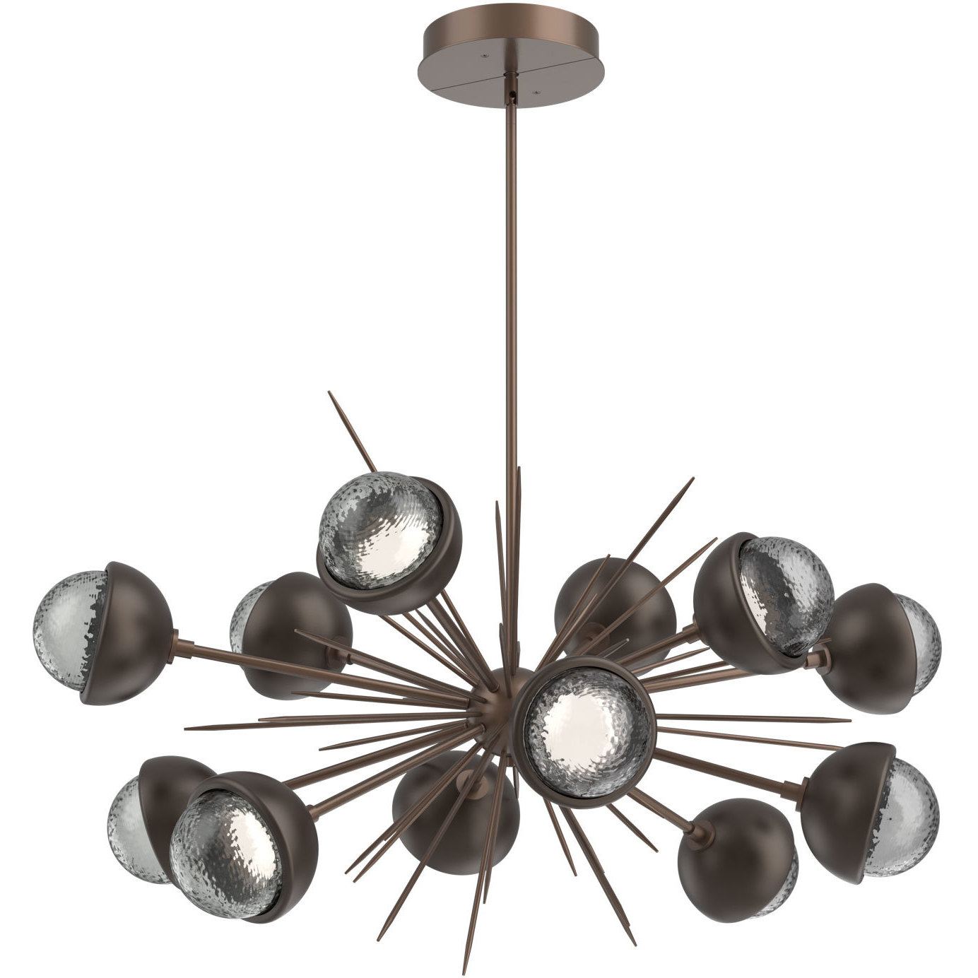 Cabochon LED 40.5 inch Burnished Bronze with Flat Bronze Chandelier Ceiling Light in Smoke, 2700K LED, Startburst