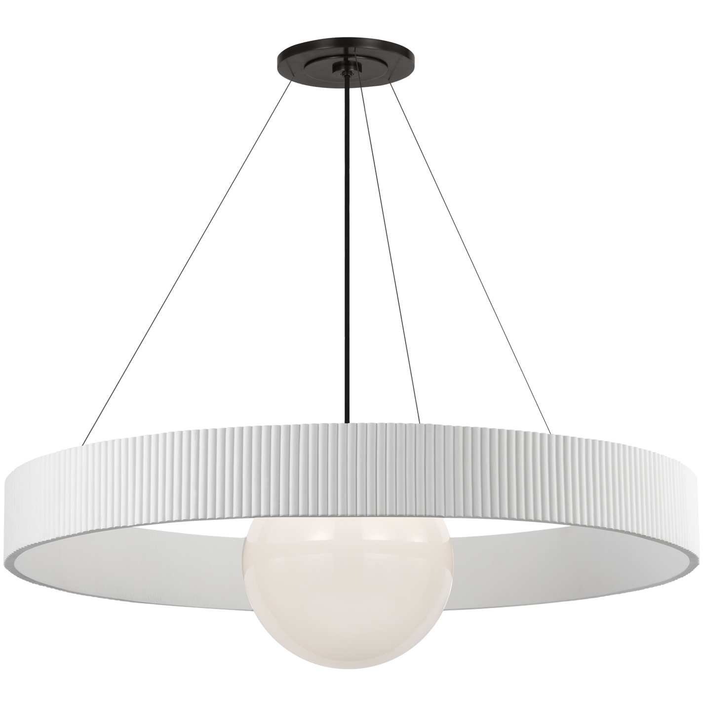 Windsor Smith Arena LED 42 inch Bronze and Matte White Ring and Globe Chandelier Ceiling Light