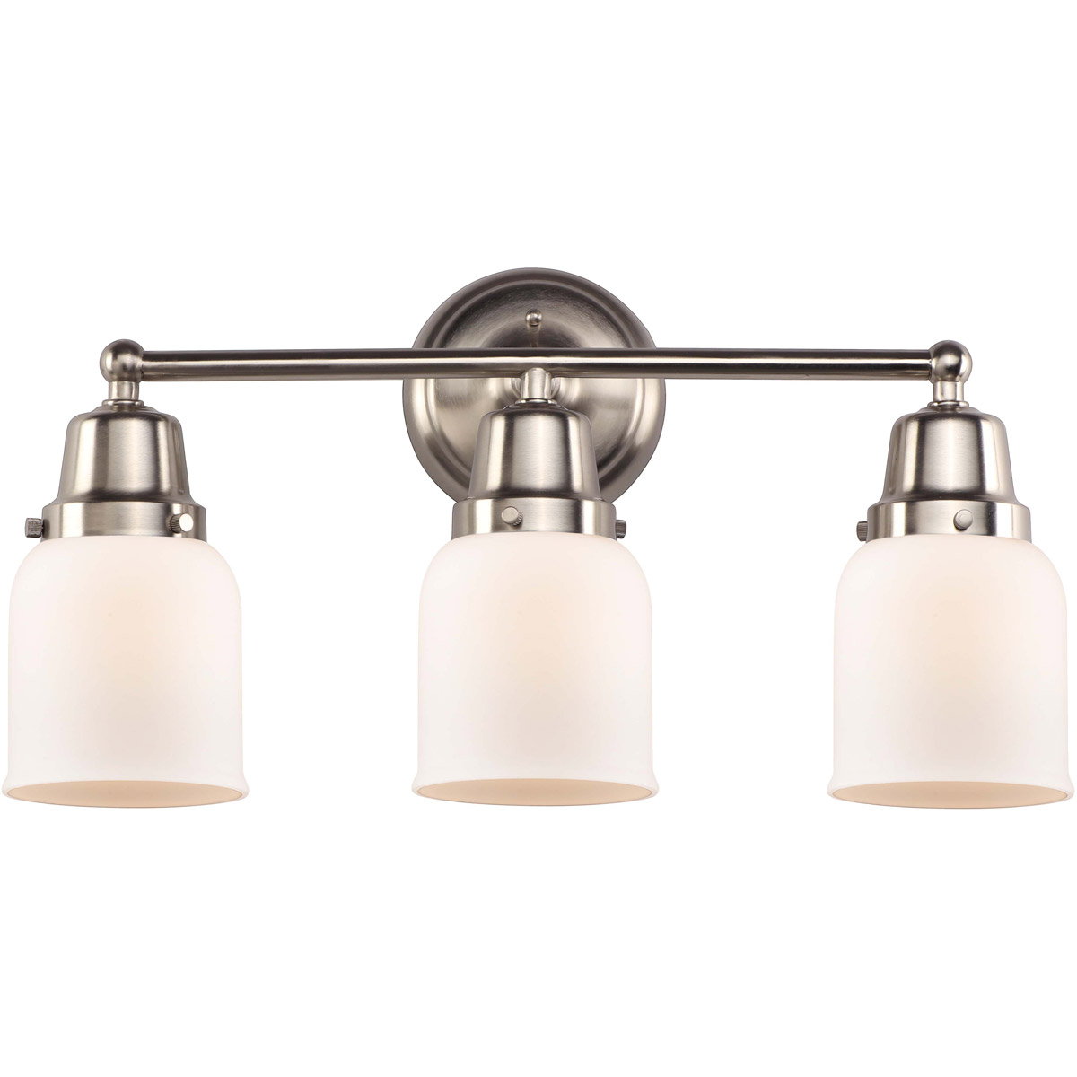 Aditi Small Bell 3 Light 21 inch Brushed Satin Nickel Bath Vanity Light Wall Light, Aditi